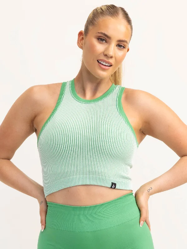 Lift 2.0 Rib Seamless Tank - Apple Green/White