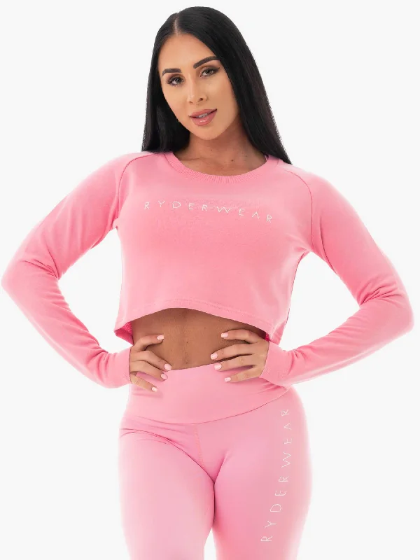 Staples Cropped Sweater - Pink