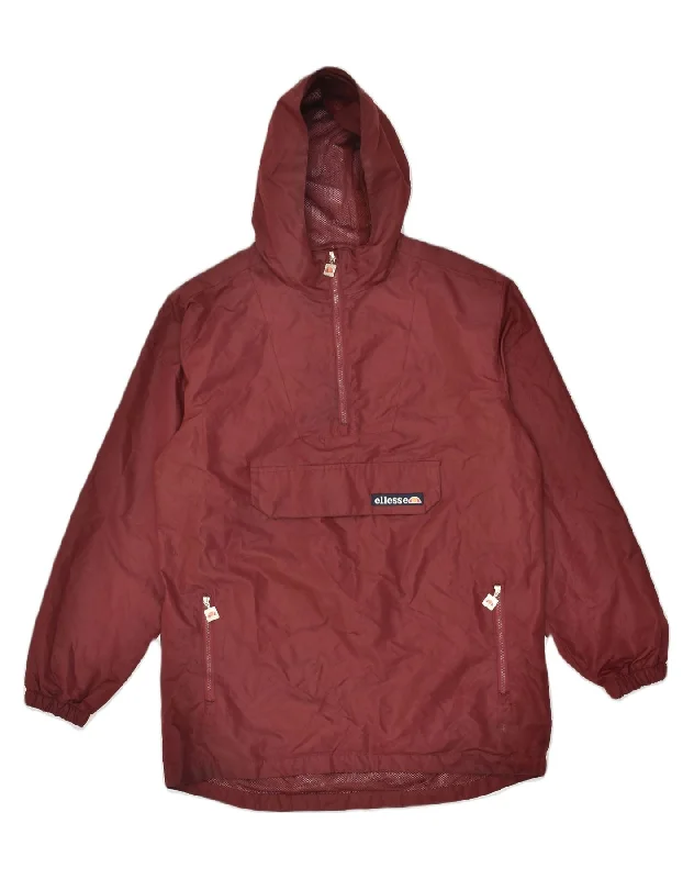 ELLESSE Womens Hooded Anorak Jacket UK 14 Medium Burgundy Polyester