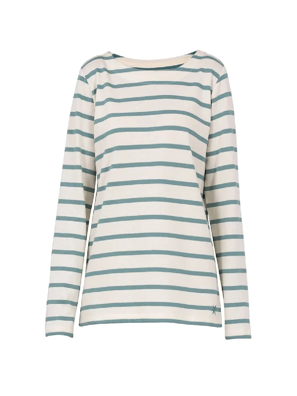 Luna Striped Blouse - Dark Aqua/Ecru