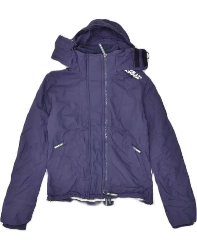 SUPERDRY Womens Windbreaker Jacket UK 10 Small Blue Nylon