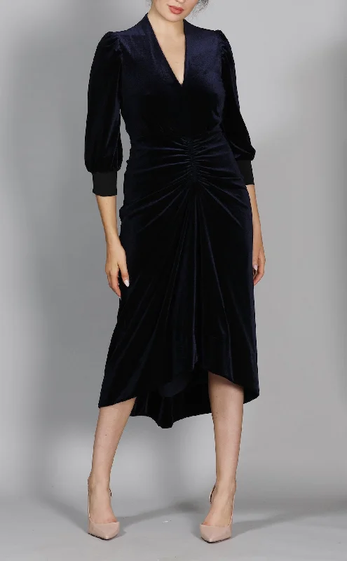 Velvet Ruched Front Dress