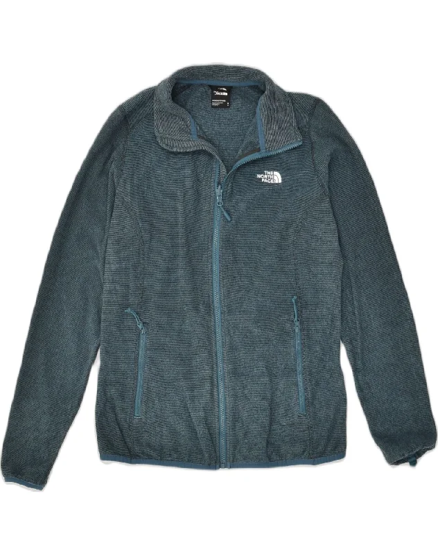 THE NORTH FACE Womens Fleece Jacket UK 14 Medium Blue Pinstripe Polyester