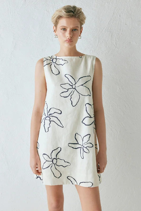 Aftersun Linen Mini Dress Fleur