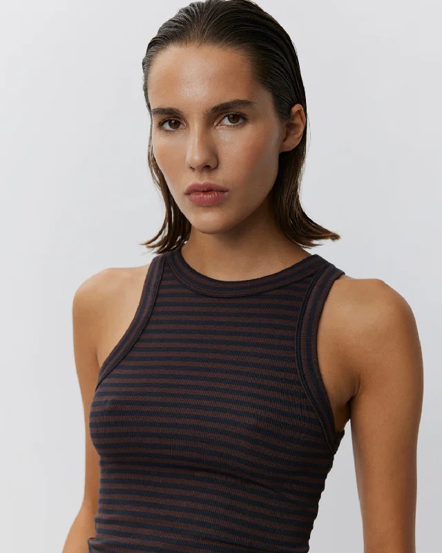 JULLIESW STRIPE TOP - Dark Brown Black striped