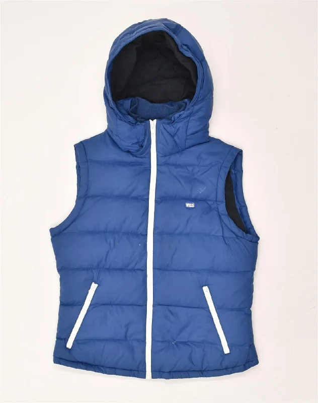 JACK WILLS Womens Hooded Padded Gilet UK 12 Medium Blue Polyester