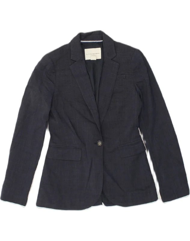 BANANA REPUBLIC Womens 1 Button Blazer Jacket UK 10 Small Blue Wool