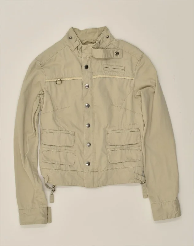 WOOLRICH Womens Military Jacket UK 6 XS Beige Cotton