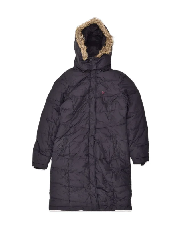 CREW CLOTHING Womens Hooded Padded Coat UK 10 Small Navy Blue