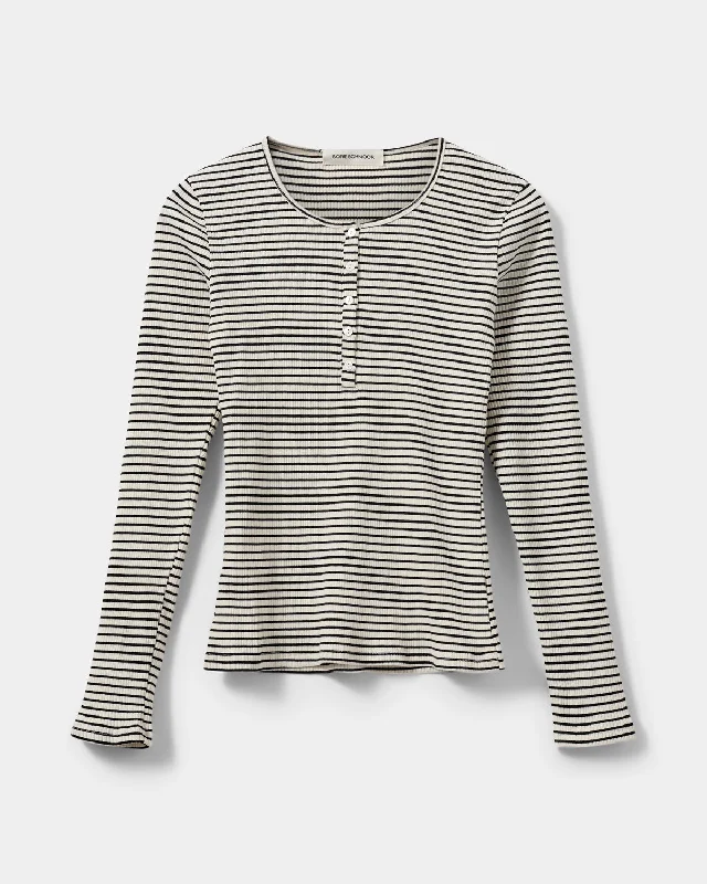 PAXSW T-SHIRT LONG SLEEVE - Black striped