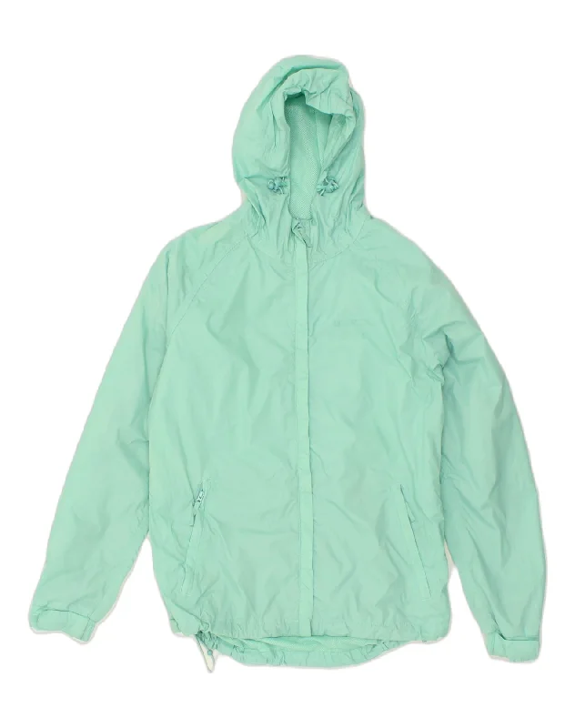 MOUNTAIN WAREHOUSE Womens Hooded Rain Jacket UK 12 Medium  Green Nylon