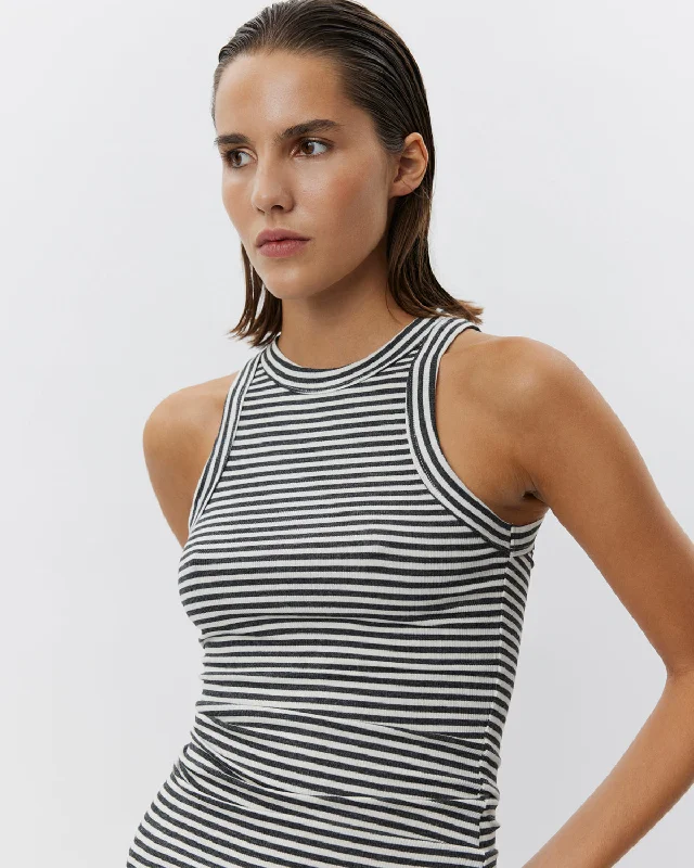 JULLIESW STRIPE TOP - Dark Grey Striped