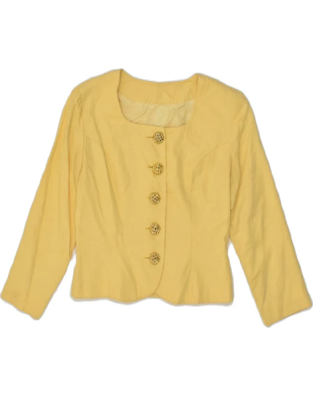 VINTAGE Womens 5 Button Blazer Jacket UK 12 Medium  Yellow