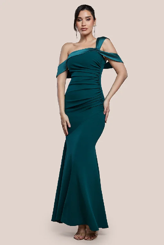 City Goddess One Shoulder Satin Band Maxi Dress