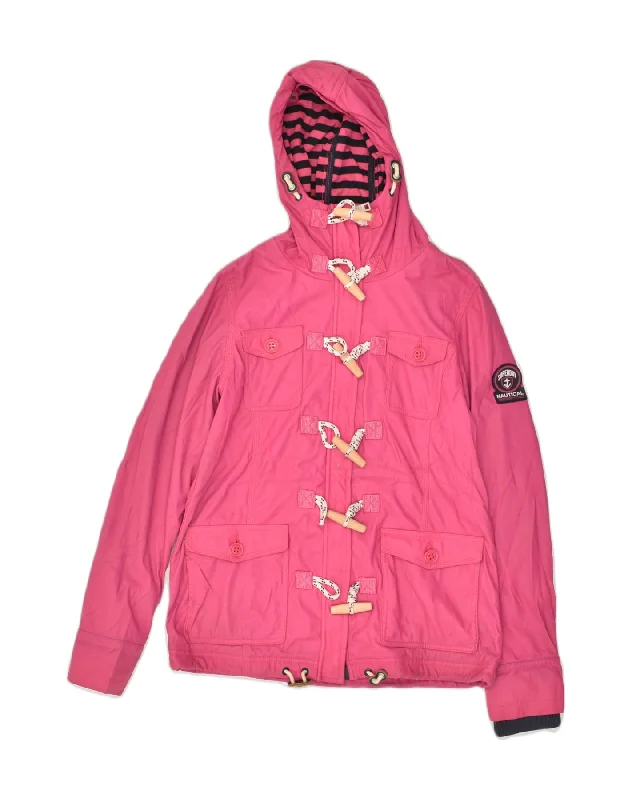 SUPERDRY Womens Hooded Duffle Jacket UK 8 Small Pink Polyester