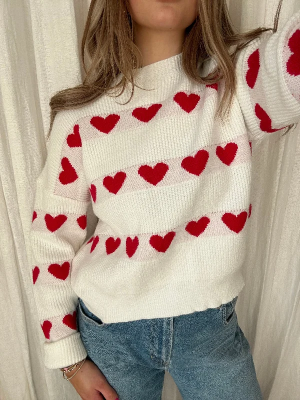 Mary Heart Pattern Knit Sweater