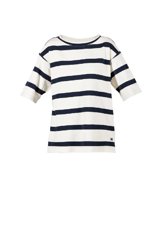 Dusina Striped Big Tee - Ecru/New Navy