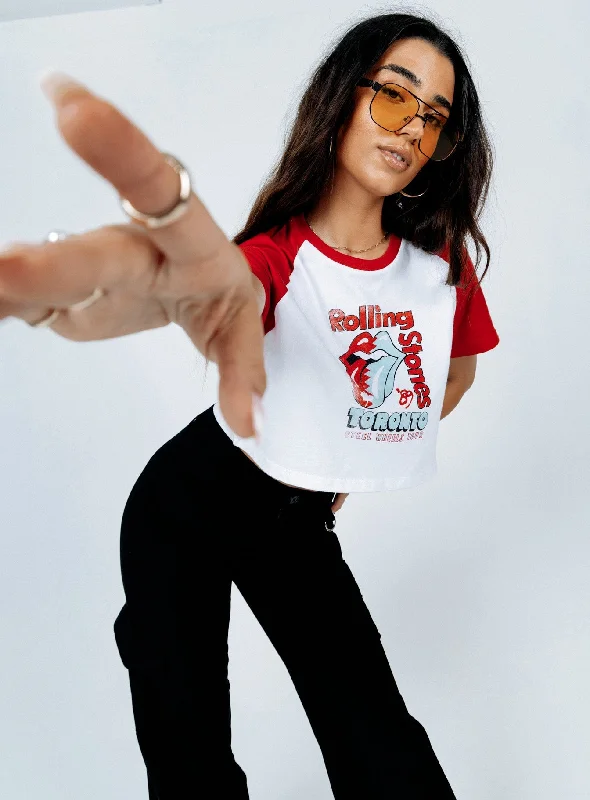 The Rolling Stones Steel Wheels Tour Cropped Tee White