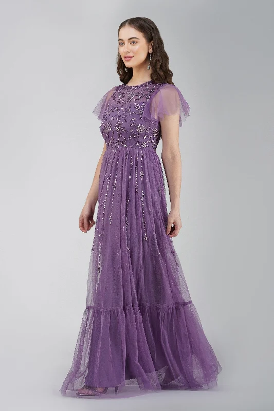 Marly Purple Embellished Maxi Dress