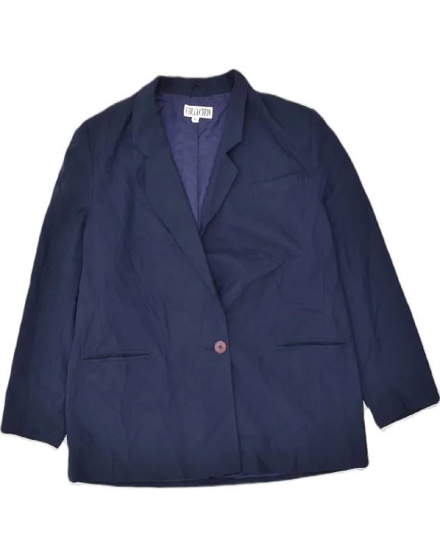 COLLECTION Womens 1 Button Blazer Jacket IT 48 XL Navy Blue