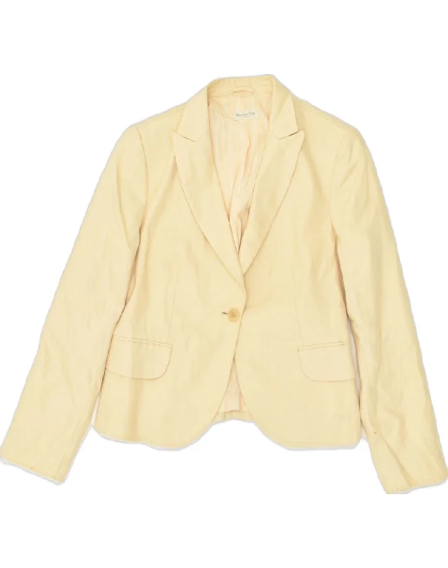 MASSIMO DUTTI Womens 1 Button Blazer Jacket EU 44 XL Beige