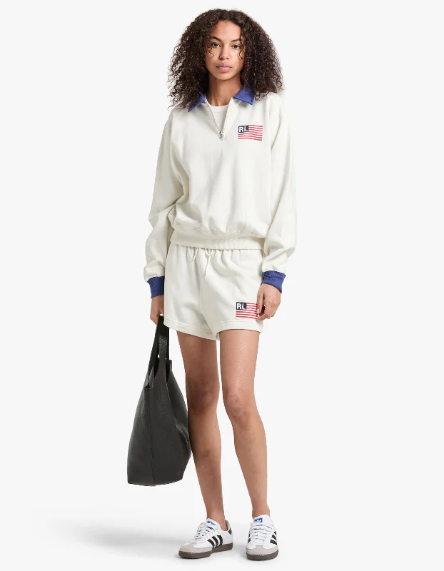 RL Flag L/S Half Zip - Deckwash White