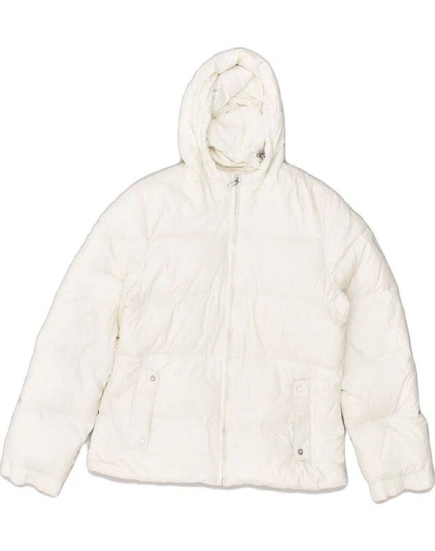 CHAMPION Womens Hooded Padded Jacket UK 16 Large White Polyester