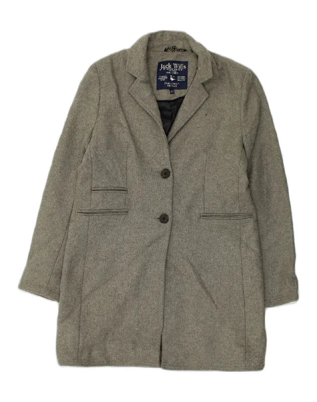 JACK WILLS Womens Overcoat UK 14 Large Grey Wool