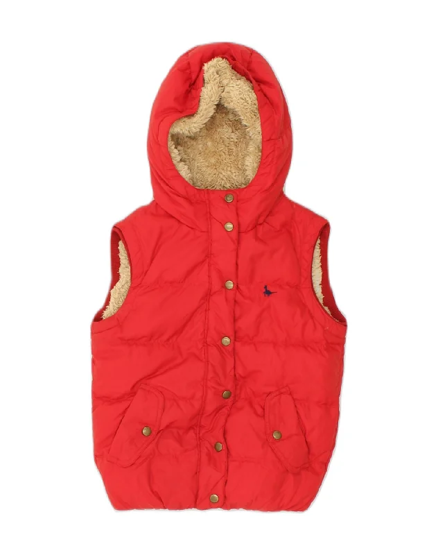 JACK WILLS Womens Hooded Padded Gilet UK 8 Small  Red Nylon