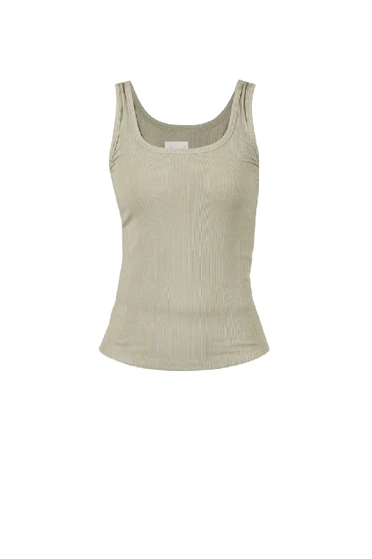 Annamay Rib Tank Top - Palm Green