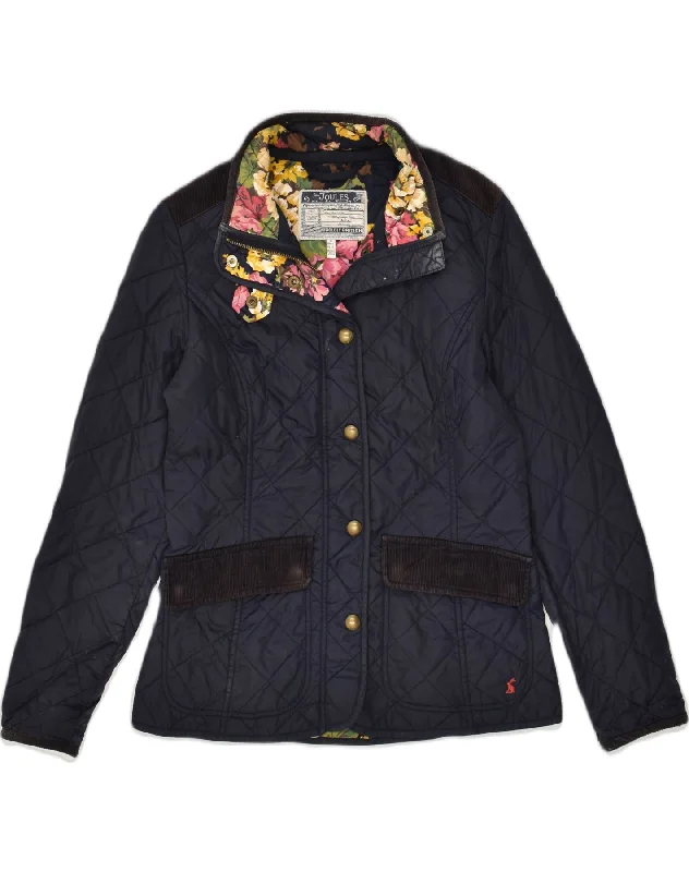 JOULES Womens Quilted Jacket UK 10 Small  Navy Blue Polyamide