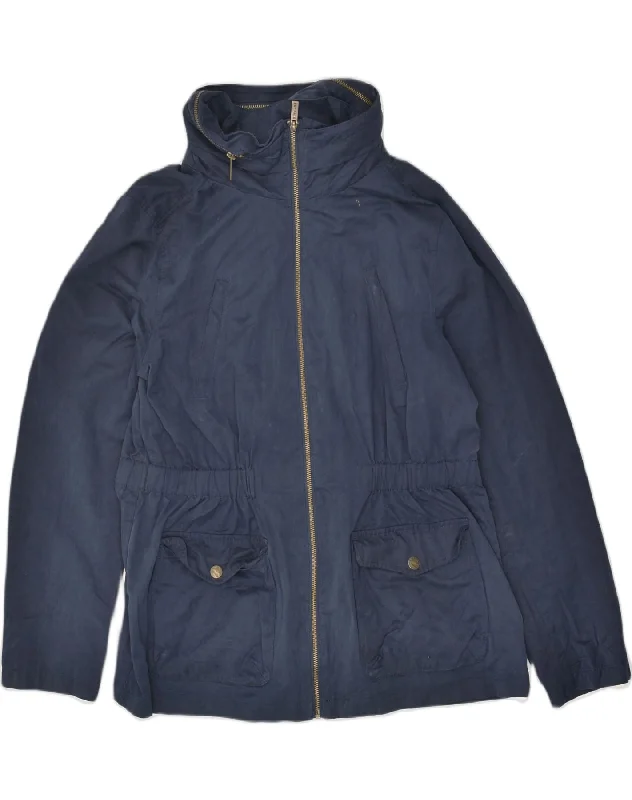 FAT FACE Womens Rain Jacket UK 16 Large  Navy Blue Polyester