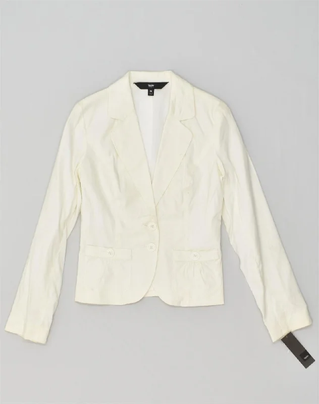 MOSSIMO Womens 2 Button Blazer Jacket UK 12 Medium White Cotton