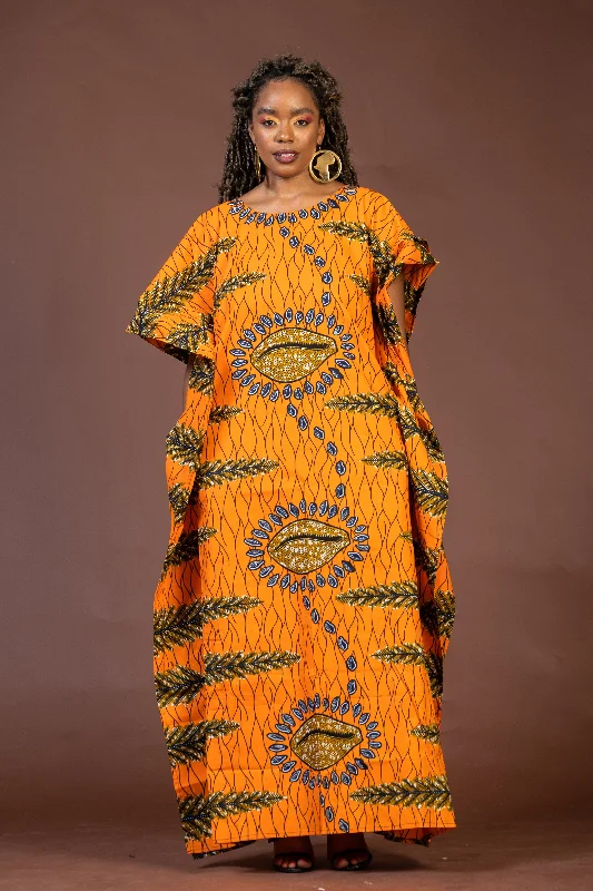 Georgia Ankara Maxi Dress | Yellow African Print