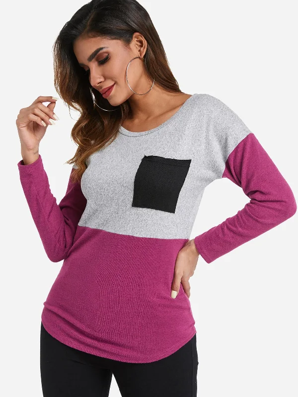 Custom Round Neck Long Sleeve Curved Hem T-Shirts