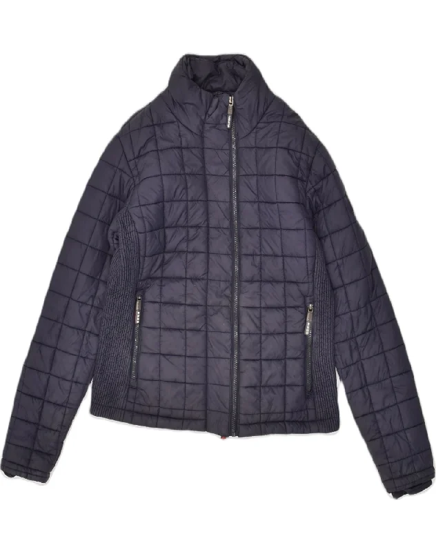 SUPERDRY Womens Padded Jacket UK 16 Large Navy Blue Polyester