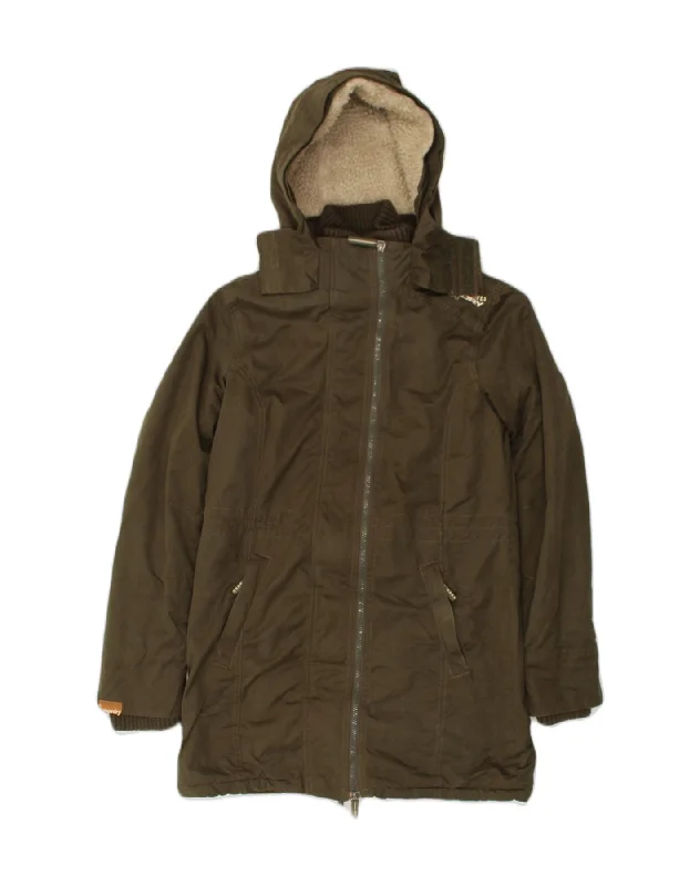 SUPERDRY Womens The Windcheater Hooded Parka Jacket UK 10 Small Khaki