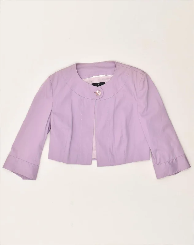 DANIEL HECHTER Womens Crop Bolero Jacket UK 12 Medium  Purple Cotton