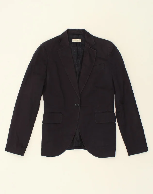 MASSIMO DUTTI Womens 1 Button Blazer Jacket UK 12 Medium Navy Blue