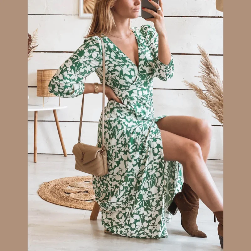 Summer Floral Maxi Dress For Women, Bohemian Dress