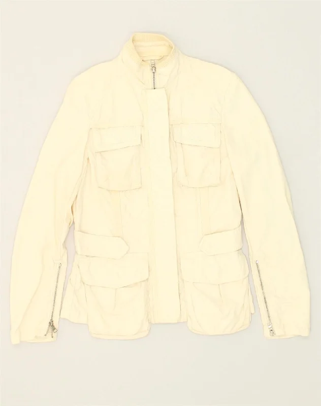 AVIREX Womens Utility Jacket UK 10 Small Off White Nylon