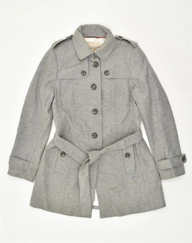 BANANA REPUBLIC Womens Military Overcoat UK 12 Medium Grey Wool