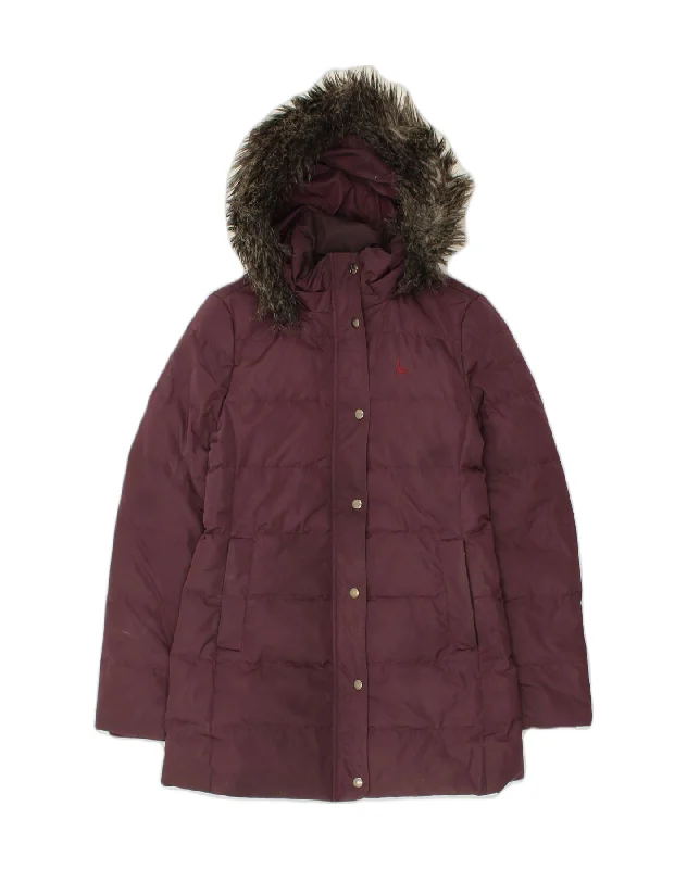 JACK WILLS Womens Hooded Padded Coat UK 10 Small  Purple Polyester