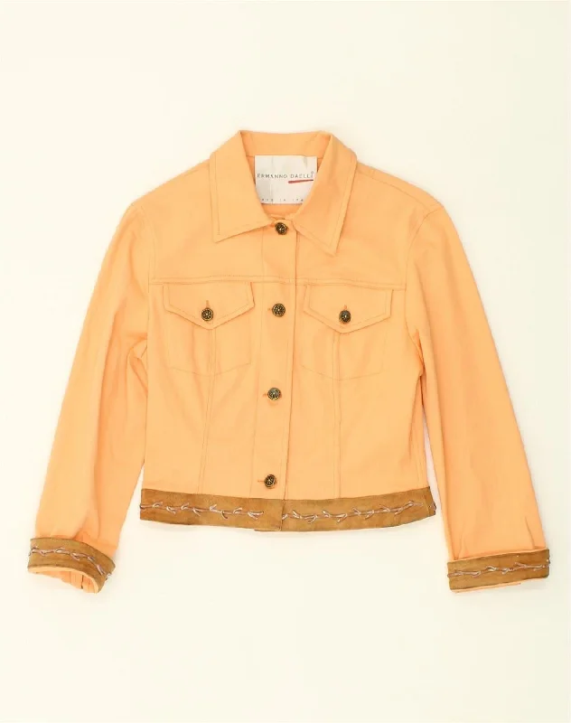 ERMANNO DAELLI Womens Bomber Jacket IT 40 Small Orange Cotton