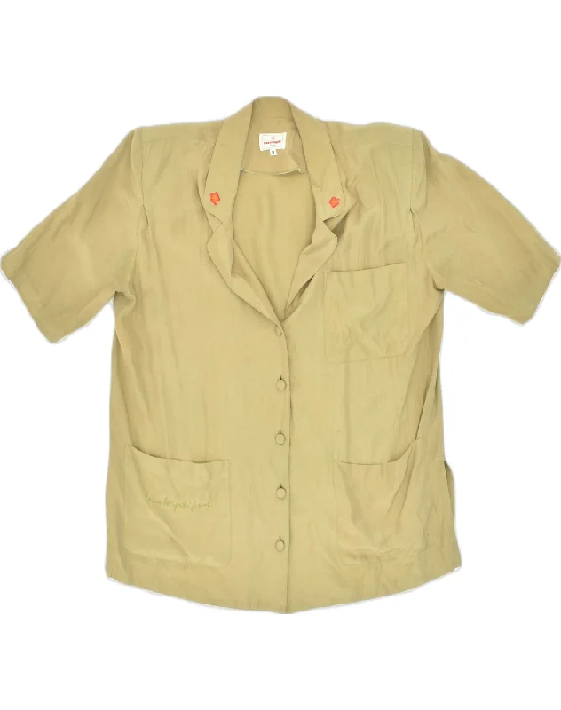 LAURA BIAGIOTTI Womens Short Sleeve Blazer Jacket UK 14 Medium Khaki