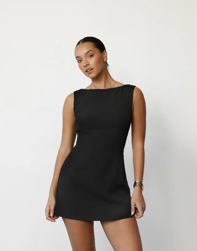 Aisling Mini Dress (Black)