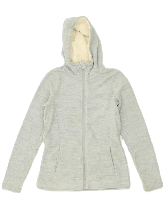 MOUNTAIN WAREHOUSE Womens Hooded Fleece Jacket UK 8 Small  Grey Polyester