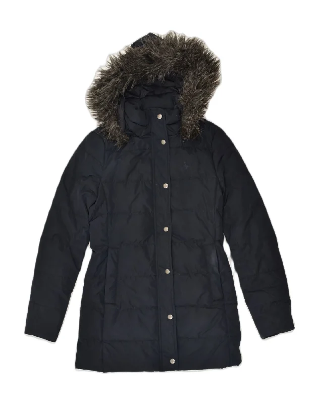 JACK WILLS Womens Hooded Padded Coat UK 8 Small Black