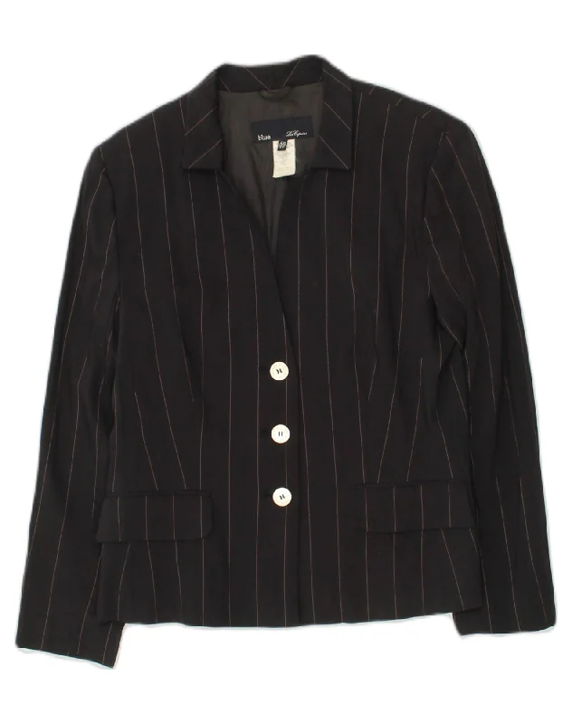 LES COPAINS Womens 3 Button Blazer Jacket IT 46 Large Black Striped