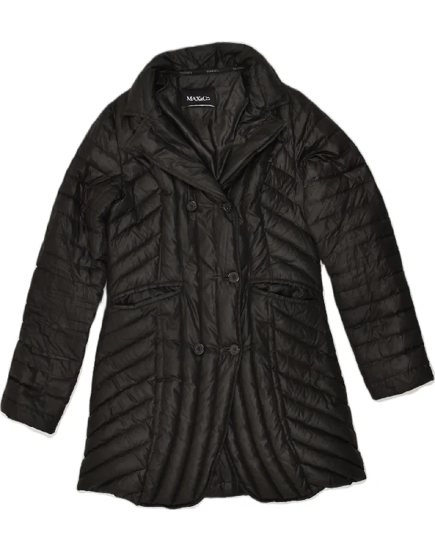 MAX&CO. Womens Double Breasted Padded Coat UK 14 Large  Black Polyester